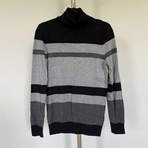 Calvin Klein Black and Grey Striped Sweater